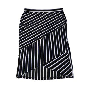 Chicos Skirt Womens 3P XL Travelers Stripe‎ Midi Black White Stretch Lagenlook